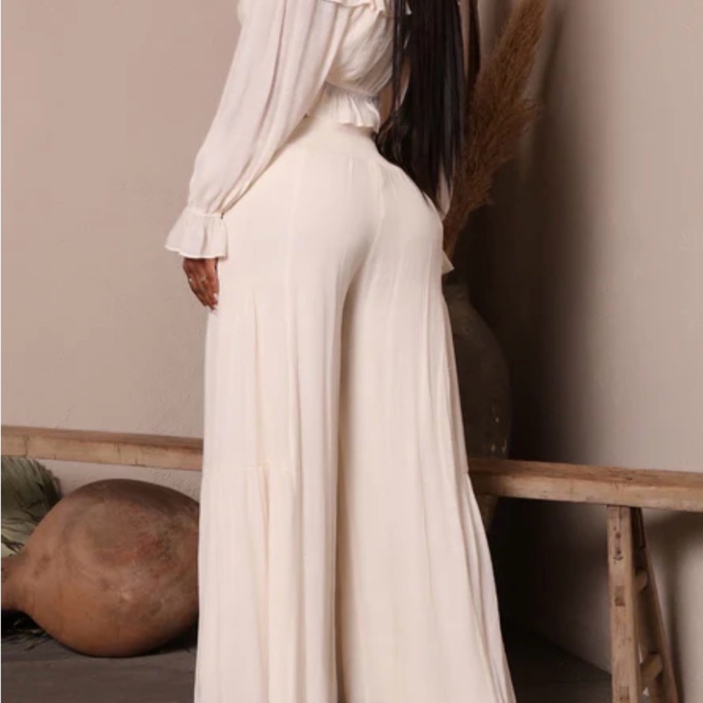 Fashion Nova Cream Wide-Leg Pants